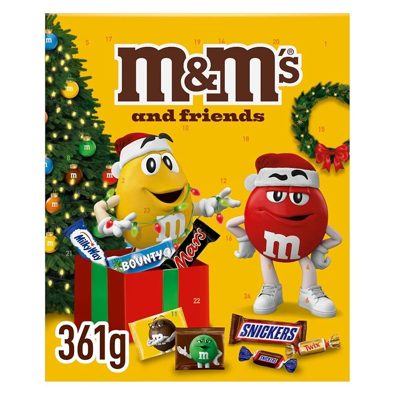 Besuche den M&M'S-Store M&M'S & Friends Adventskalender mit M&M'S, Bounty, Mars, Milky Way, Snickers und Twix I 361 g Süßigkeiten zum Verschenken und für Weihnachten — Advent und Tisch