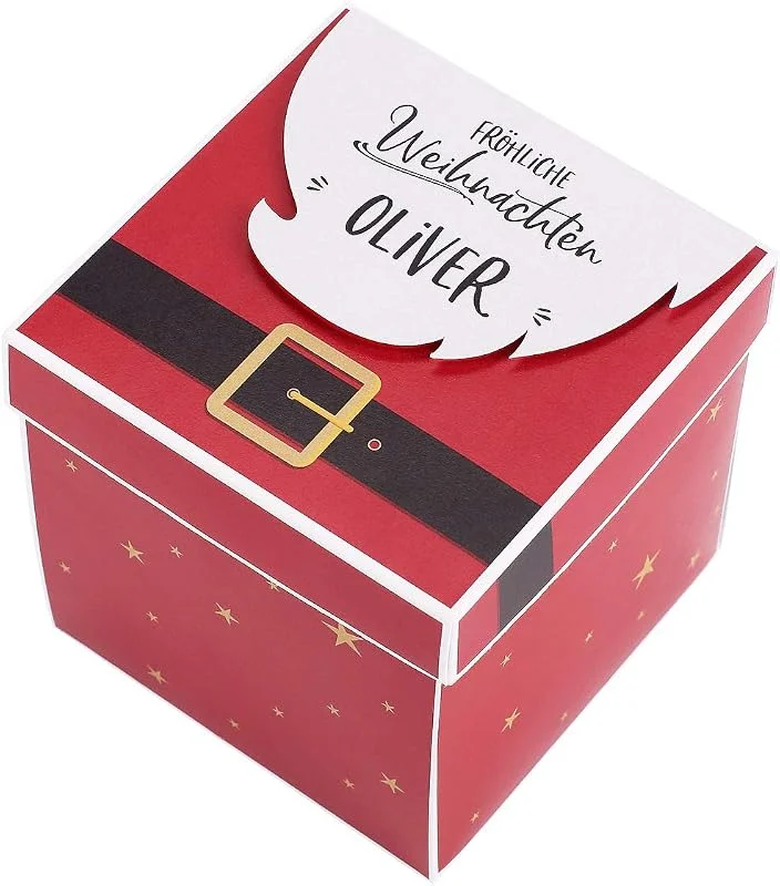 Besuche den Herz & Heim-Store Herz & Heim® Weihnachts-Überraschungsbox mit Namensaufdruck - Handgefertigt in Deutschland - tolle Idee für ein Geldgeschenk zum Fest Weihnachtsmann — Geschenkverpackung