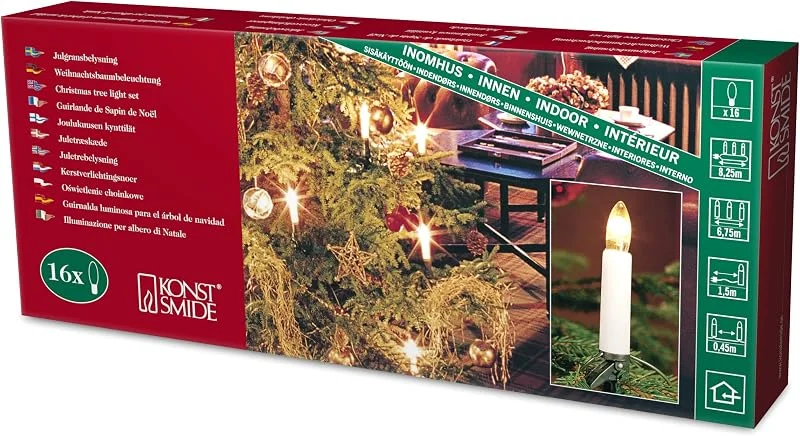 Besuche den Konstsmide-Store Konstsmide Baumkette, Topbirnen, 16 klare Birnen, 230V, Innen, grünes Kabel - 2000-000 — Weihnachtsbeleuchtung