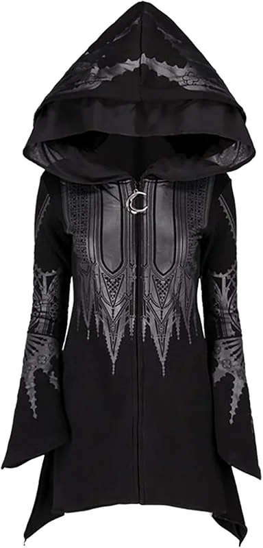 Marke: Generic Damen Langarm Kapuzenpullover mit Punk Gothic Motivdruck für Freizeit Streetwear Style — Weihnachtsmode