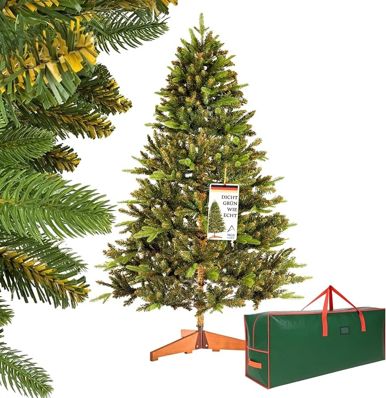 Besuche den Valle Verde-Store Valle Verde Künstlicher Weihnachtsbaum 210 cm PVC, PE - inkl. Holzständer und Aufbewahrungstasche - Christbaum, Tannenbaum, Kunstbaum - Täuschend echt & naturgetreu — Weihnachtsdeko
