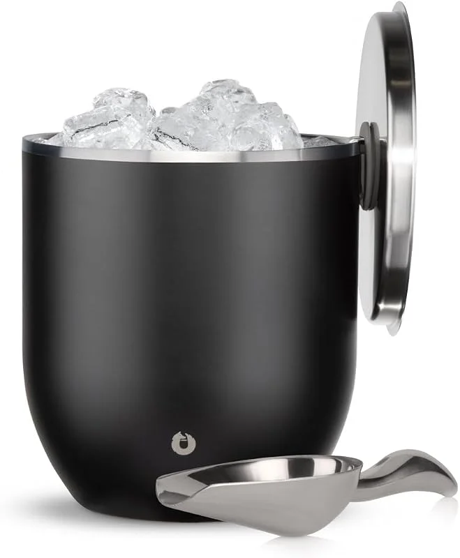 Marke: Snowfox SNOWFOX Premium vakuumisolierter doppelwandiger Edelstahl-Eisdeckel, Schaufel-Bar-Zubehör, groß, elegant, Partyeimer, kühlt mehrere Flaschen, schöne Unterhaltung, 3 Liter, mattschwarz — Wein und Festtafel