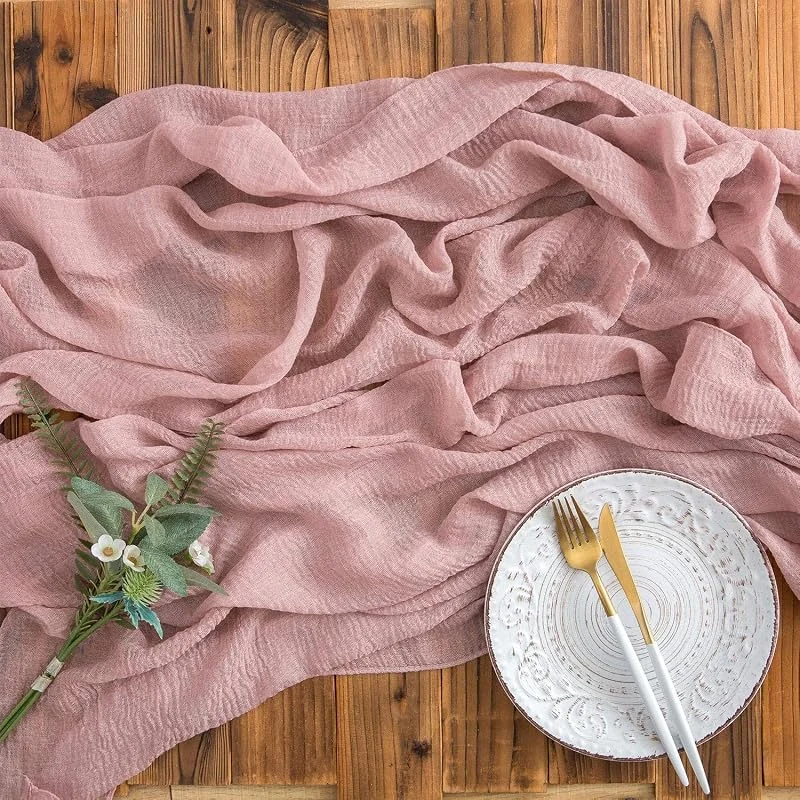 Besuche den AOKSUNOVA-Store AOKSUNOVA Käsetuch Tischläufer Musselin Hochzeit Dekostoff Altrosa — Küche & Haushalt