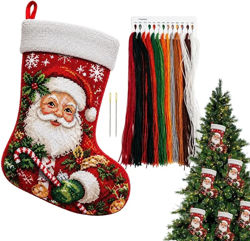 Marke: Generisch Generico Handbesticktes Weihnachtsstrumpf-Set — Weihnachtsdeko