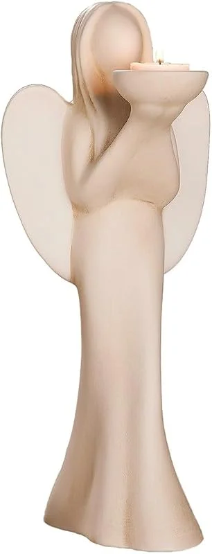 Besuche den GILDE-Store GILDE Deko Figur Engel Luciane Teelichthalter aus Keramik – Engelleuchter für Teelicht – Dekoration Tischdeko Geschenk – Farbe: Creme, Weiss Höhe 36, 5 cm — Advent und Tisch