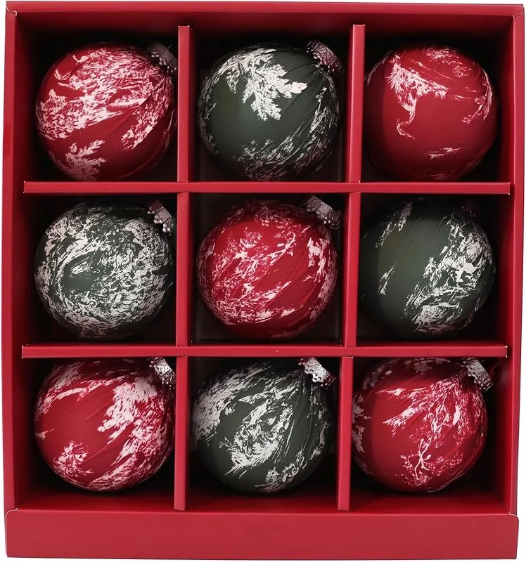 Marke: Ginwrek Weihnachtsbaumschmuck-Set 9-teiliges Vintage-Hängekugeln-Set Stil B — Weihnachtsdeko