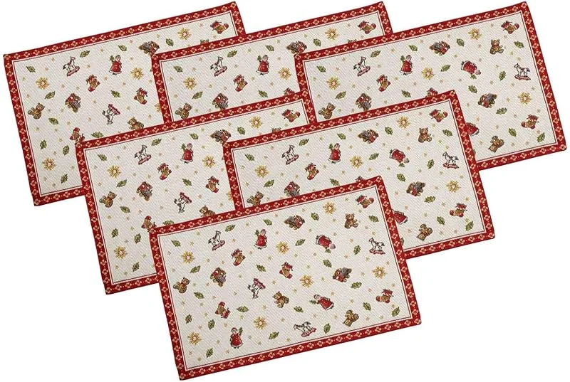 Besuche den Villeroy & Boch-Store Villeroy & Boch Toy's Delight Platzset 6er Set, Tischset mit Weihnachtsmotiven, Weihnachtsuntersetzer, Weiß-Bunt, 32x48cm — Küche & Haushalt