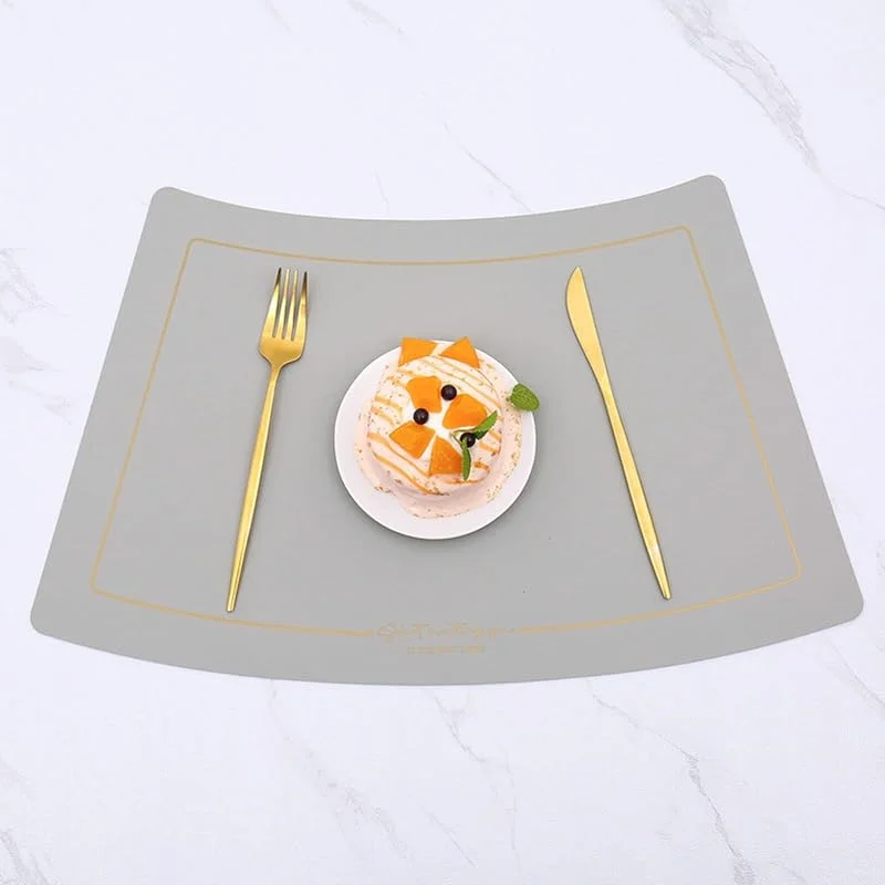 Besuche den Epinki-Store Epinki Tischsets Platzsets Retro Vintage Sektor, 2er Set PU Leder Platzset Elegant Sektor Einfarbig, Tischuntersetzer Abwaschbar Weihnachten Hell Grau für küche Speisetisch Hotel, 51x29.5CM — Küche & Haushalt