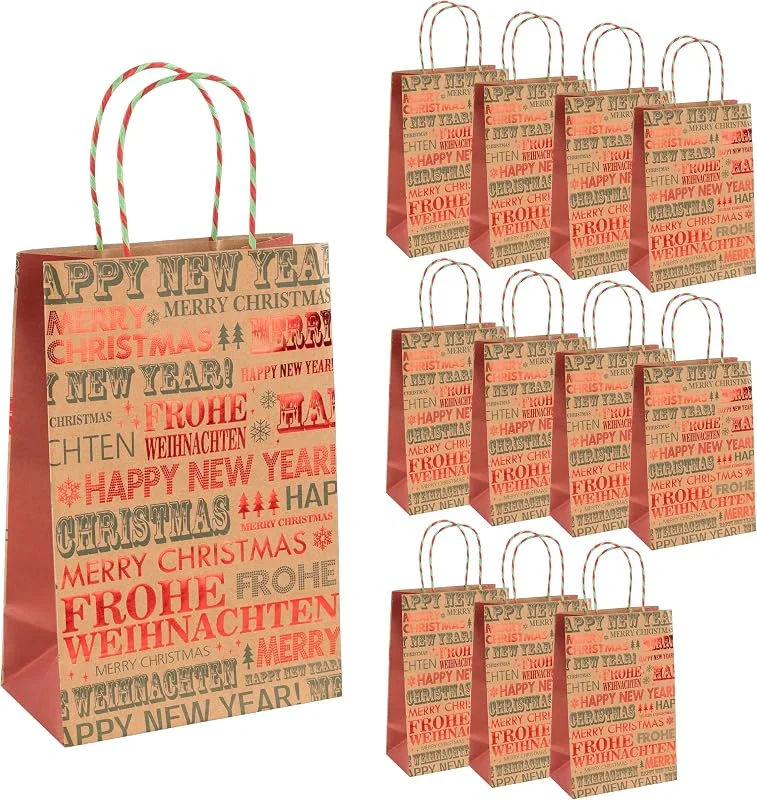 Besuche den Idena-Store Idena Geschenktüten Frohe Weihnachten, 12 Stück, 27 x 18 x 10 cm — Geschenkverpackung