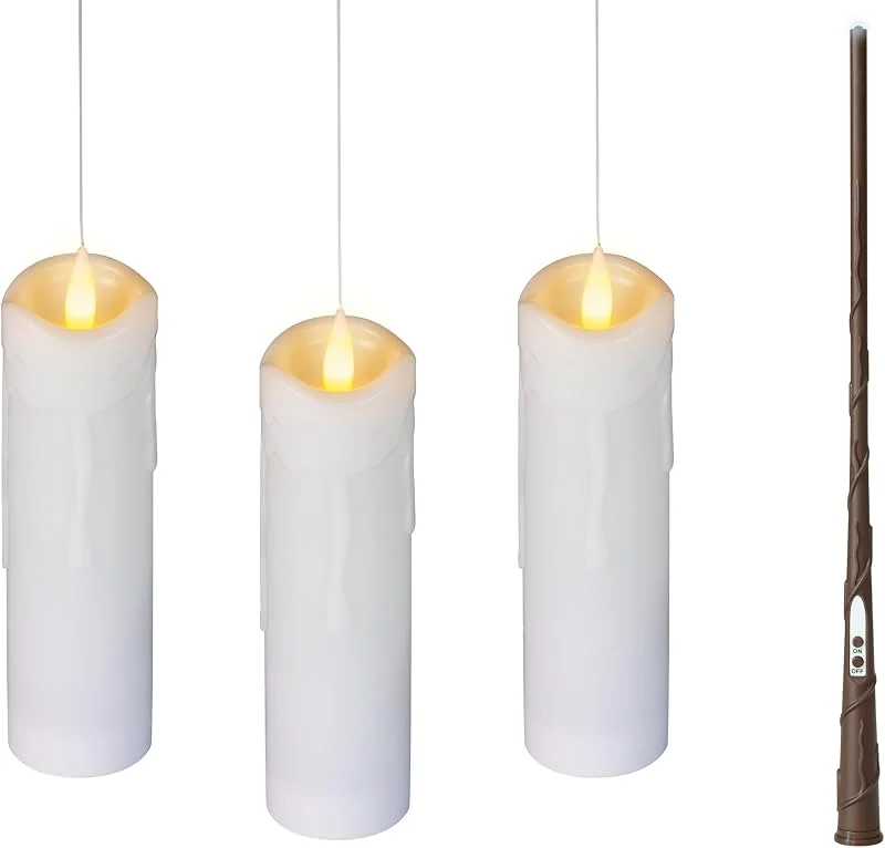 Marke: Lumineo Lumineo Magische LED Kerzen 19x5cm mit Zauberstab 3er Set Weiß — Weihnachtsbeleuchtung