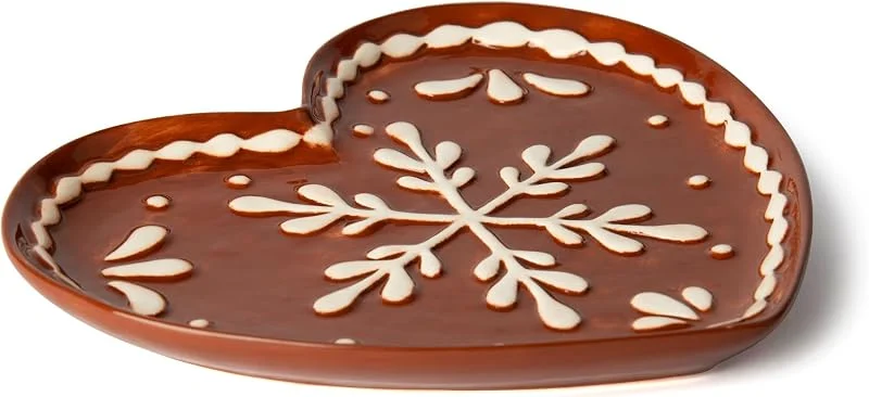 Besuche den Excelsa-Store Excelsa Wonderful Ginger Keramik-Servierteller in Herzform, Weihnachtsdekoration, handbemalt — Advent und Tisch