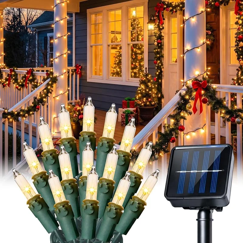 Marke: RESNICE 200 LED 15.8 m Solar Weihnachtsbeleuchtung mit LED Birnen, Auto On, Off, Solar Lichterkette Außen Wasserdicht, für Garten, Hof, Terrasse und Hochzeit Dekor, Warmweiß