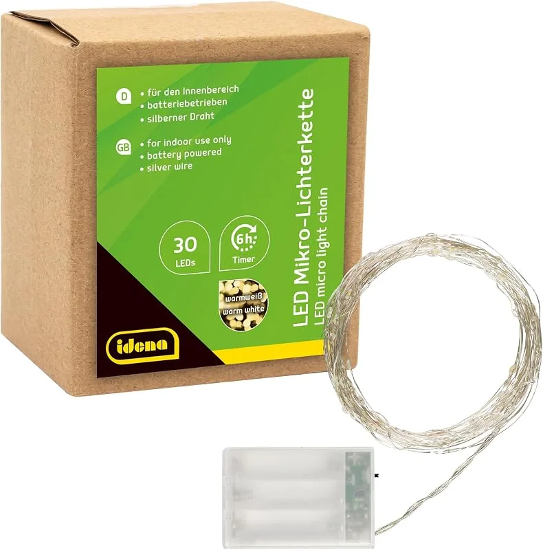 Besuche den Idena-Store Idena Micro Lichterkette Innen 30 LEDs in Warmweiß, 3, 2 m — Weihnachtsbeleuchtung
