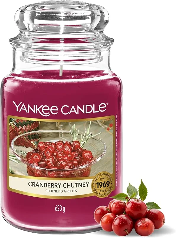 Besuche den Yankee Candle-Store Yankee Candle Duftkerze im Glas (groß), Cranberry Chutney, Kerze mit langer Brenndauer bis zu 150 Stunden, Perfekte Weihnachtsgeschenke für Frauen — Kerzenlicht Abendessen