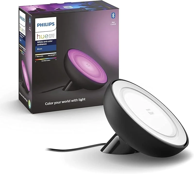 Philips Hue Bloom Tischleuchte, dekorative Beleuchtung, Schwarz — Kerzenlicht Abendessen