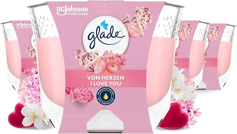 Besuche den Glade-Store Glade Duftkerzen im Glas 4er-Pack, Mit ätherischen Ölen, 4 Stück — Kerzenlicht Abendessen