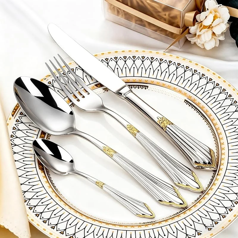 Besuche den ESSONIO-Store Besteck Set 16 Teilig Für 4 Personen Geschirr Besteckset aus Rostfreiem Stahl 18, 8 Langlebig Elegant Table Bestecksets for Home Spülmaschinenfest Hochzeitsbankett Formelle Anlässe — Advent und Tisch