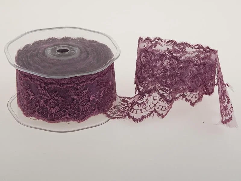 Marke: Christa-Bänder Dekoband Spitze Aubergine ohne Draht 40mm — Geschenkverpackung