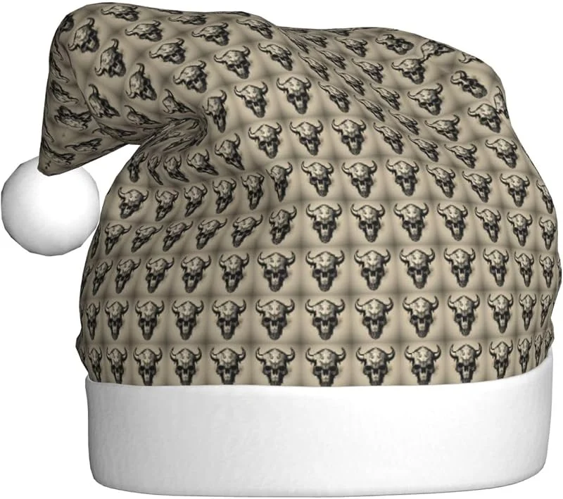 Marke: Tamiger Weihnachtsmützen mit Stier-Motiv und Totenkopf-Aufdruck, saisonal — Weihnachtsmode