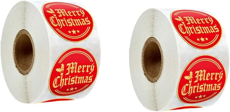 Marke: BESTOYARD 2 Rollen Weihnachtsaufkleber Etikett Rolle Papier Rot — Geschenkverpackung