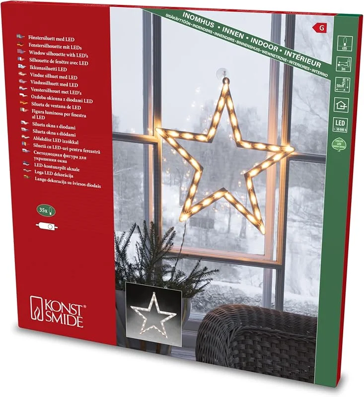 Besuche den Konstsmide-Store Konstsmide LED Fenstersilhouette, Stern, 35 warm weiße Dioden, 230V, Innen, weißes Kabel - 2164-010 — Weihnachtsdeko