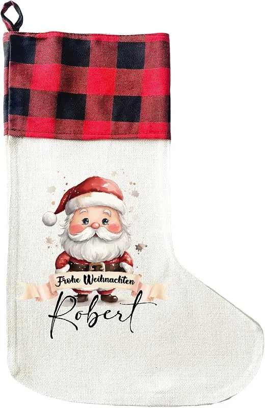 Besuche den LIEBTASTISCH-Store LIEBTASTISCH Personalisierter Weihnachtsstrumpf mit Motiv und Wunschnamen, Nikolausstrumpf für Weihnachten - Geschenkbeutel, Geschenkidee 40 x 30cm — Weihnachtsdeko