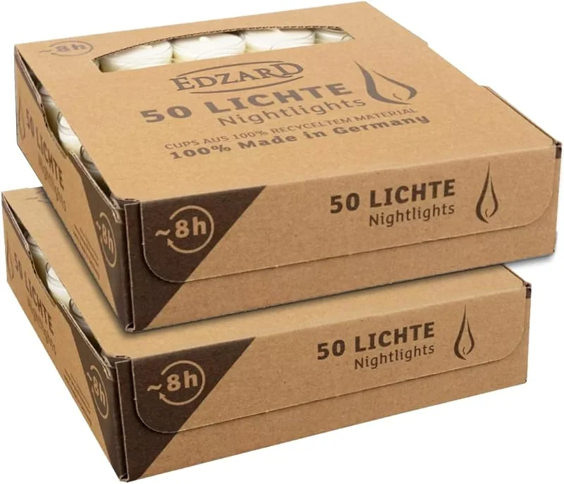 Besuche den EDZARD-Store EDZARD 100 Teelichter (Ø 38 mm), Paraffin im Acryl-Cup — Kerzenlicht Abendessen