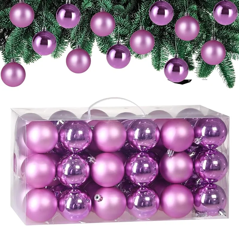 Besuche den Deuba-Store DEUBA Weihnachtskugeln 54er Set Ø 6 cm aus Kunststoff Rosa — Weihnachtsdeko