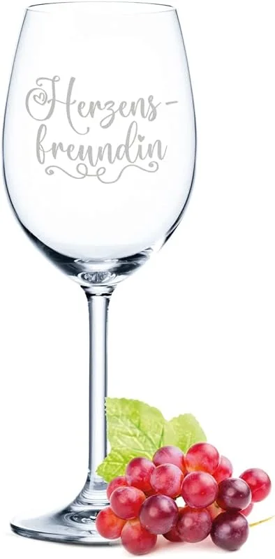 Besuche den GRAVURZEILE-Store GRAVURZEILE Weinglas mit Gravur - Herzensfreundin - Geschenk für die beste Freundin - Weingläser für Rotwein & Weißwein - Geschenke für Sie — Wein und Festtafel