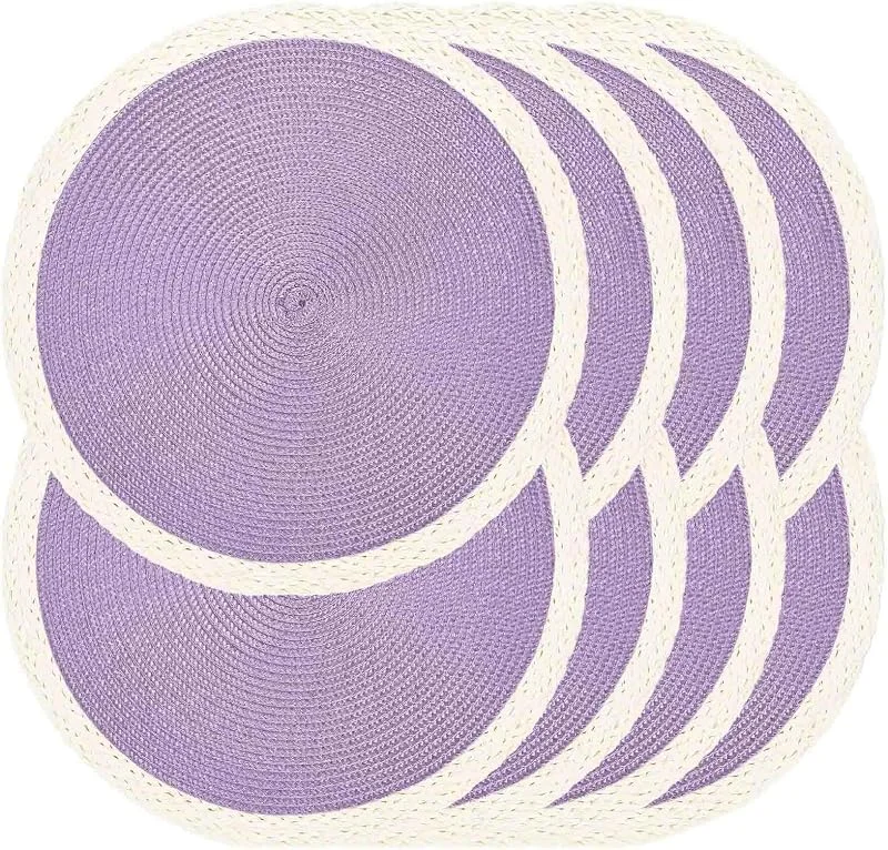 Marke: Noctiflorous Noctiflorous Geflochtene runde Tischsets, 8er-Set, 38, 1 cm gewebte Tischsets, rutschfeste waschbare Platzsets für Küche, Esstischdekoration (Minzviolett, 8) — Advent und Tisch