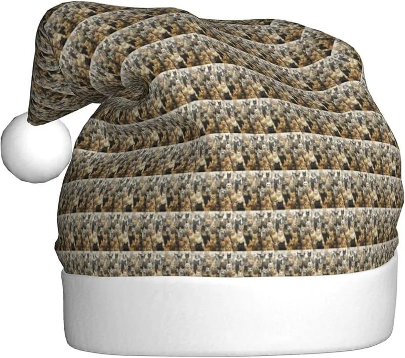 Marke: Tamiger Weihnachtsmützen mit Katzendruck, saisonal festlich — Weihnachtsmode