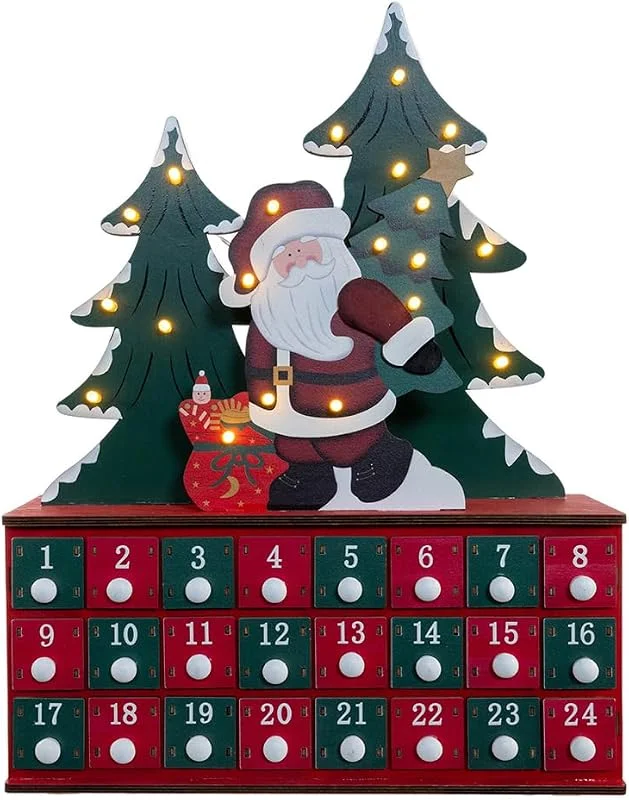 Marke: Kurt S. Adler Kurt Adler 40 cm batteriebetriebener hölzerner LED-beleuchteter Adventskalender — Weihnachtsdeko