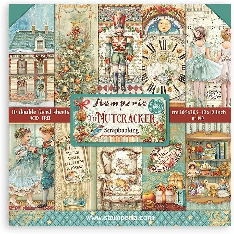 Besuche den Stamperia-Store Stamperia - Scrapbook Paper Pad for Scrapbooks, Albums, Card Making, Bullet Journals, and More, Acid Free, Double-Sided, Perfect for Hobbies, Crafts and Gifting (The Nutcracker) (30.5 x 30.5cm) — Geschenkverpackung