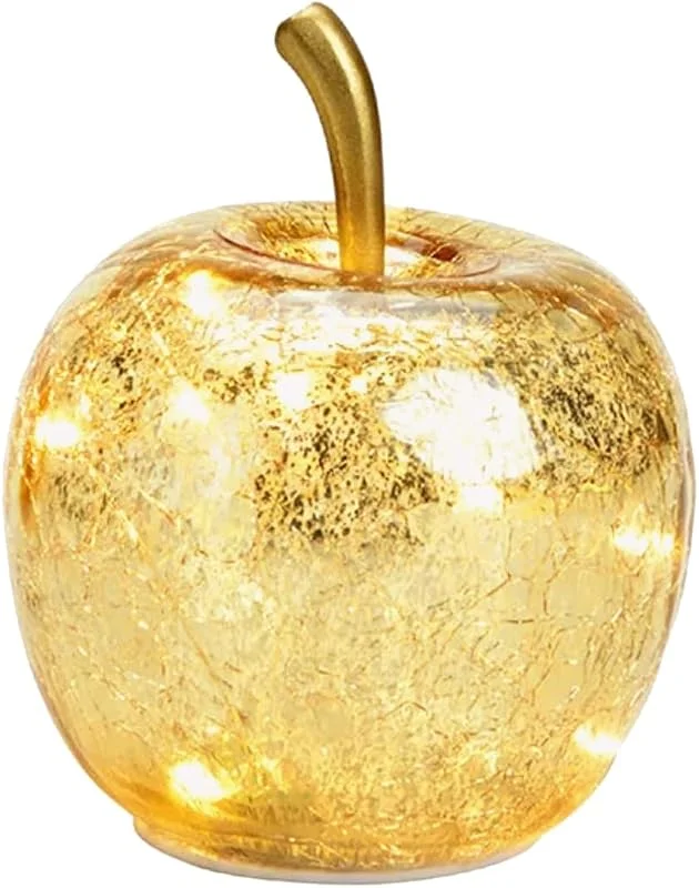 Marke: G. Wurm G. Wurm Dekoleuchte Apfel (XS) Glas, Gold, Apfel Lampe mit LED Lichterkette, Dekolampe, Tischleuchte, Apfellampe — Weihnachtsbeleuchtung