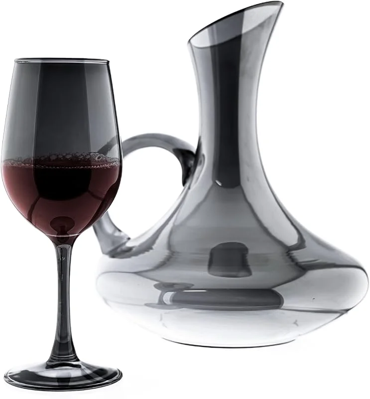 Besuche den COFI 1453-Store Almina 7 Teiliger Karaffen-Set mit 6 Gläser Karaffe 1L Gläser 320 ml Wasserkrug Schwarz — Wein und Festtafel