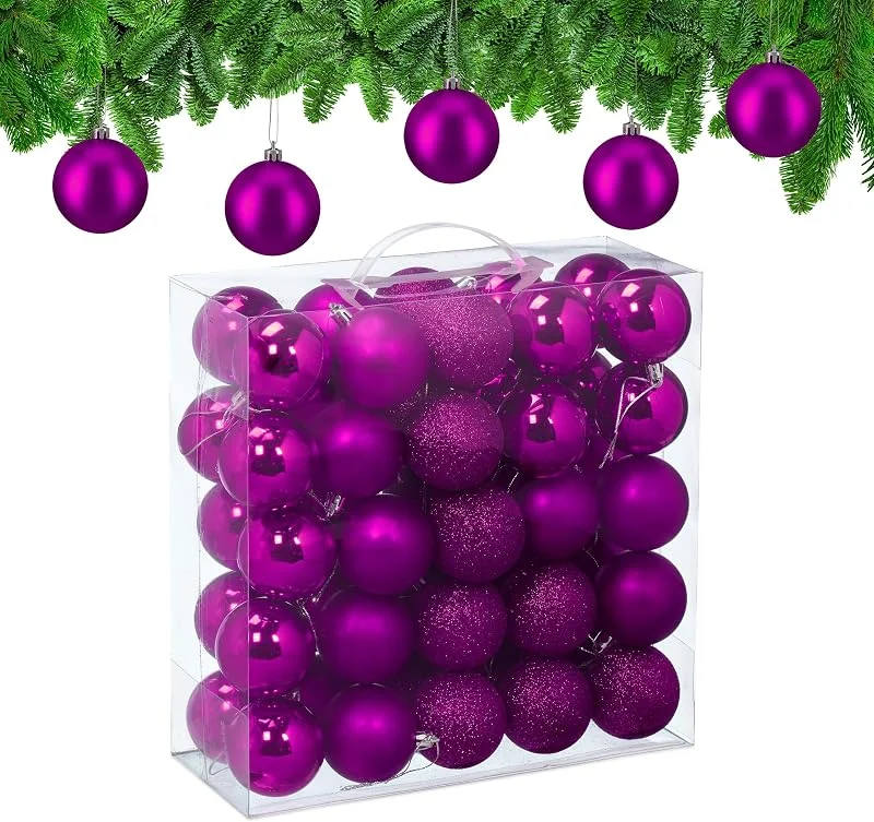 Besuche den Relaxdays-Store Relaxdays Weihnachtskugeln im 50er Set, Kunststoff, D: 6 cm, pink — Weihnachtsdeko