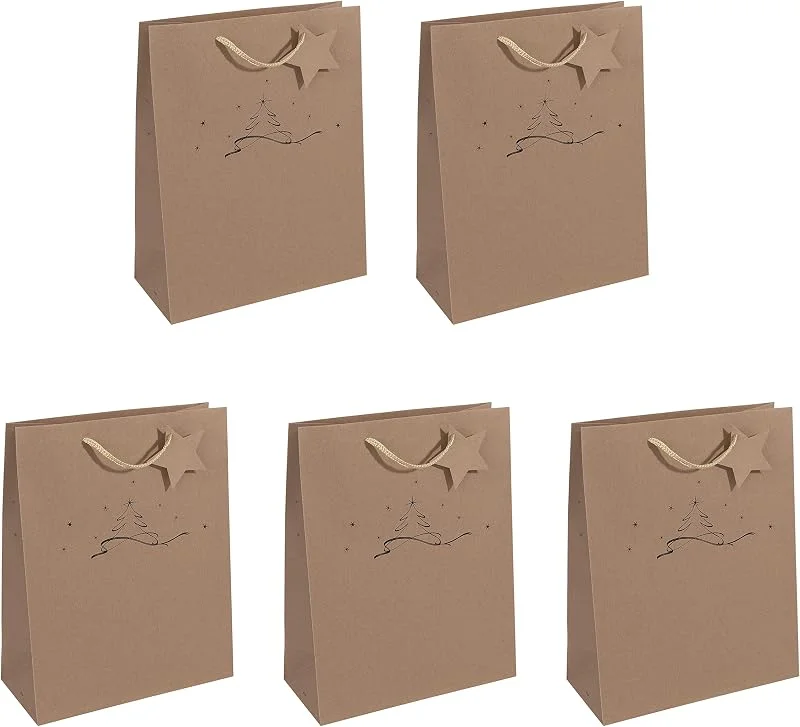 Besuche den Sigel-Store SIGEL Kraftpapier Geschenktüten Christmas Tree groß 33 x 26 cm 5er Set — Geschenkverpackung