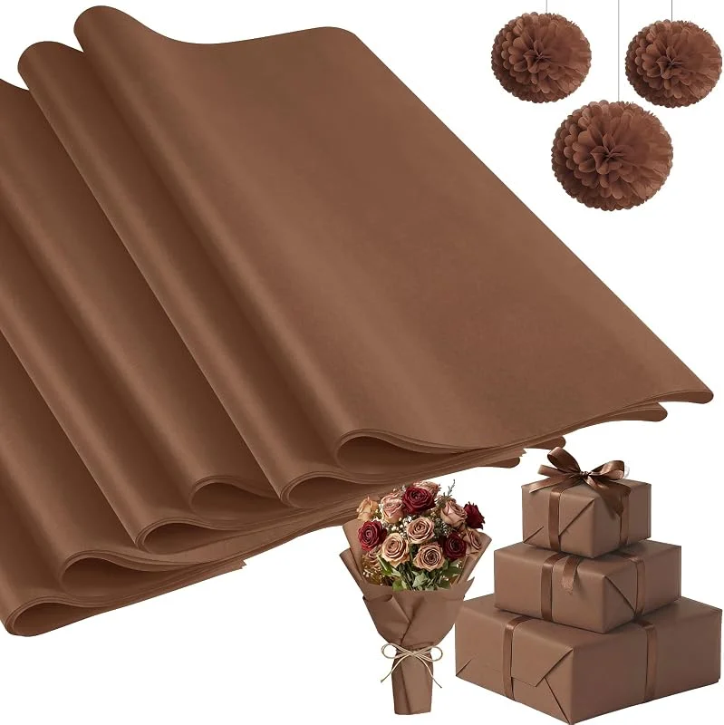 Marke: Qilery Qilery 500 Blatt Weihnachts-Seidenpapier, Braun, 38, 1 x 50, 8 cm, Geschenkpapier für Geschenktüten, säurefreies Seidenpapier für Weihnachtsbastelbedarf, Blumensträuße, Girlanden, Pompons — Geschenkverpackung
