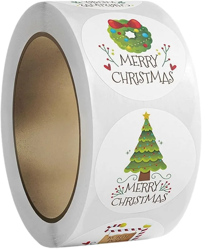 Marke: Generisch Rolle Weihnachtsaufkleber Runde Winter Labels Sortiment — Geschenkverpackung