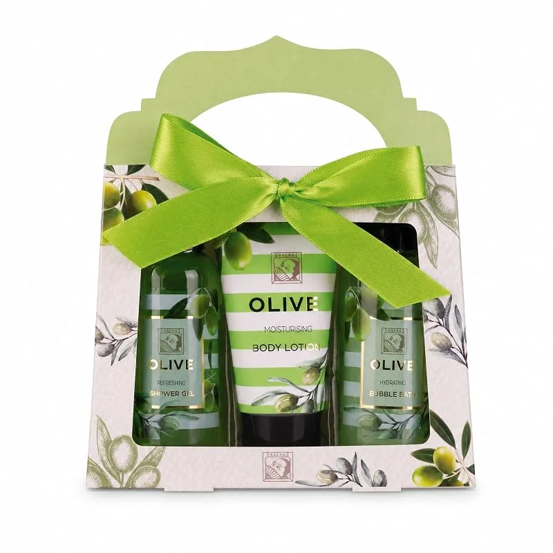 Besuche den accentra-Store Accentra Badeset OLIVE mit Duschgel, Schaumbad & Bodylotion in Geschenkbox — Hautpflege