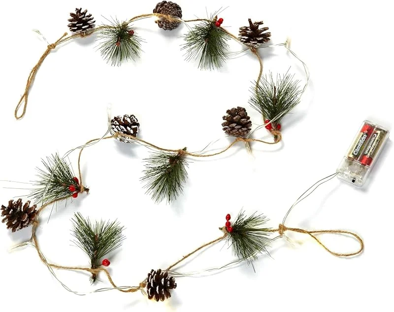 Besuche den HEITMANN DECO-Store HEITMANN DECO LED-Lichterkette mit Tannenzapfen & Zweigen – 10 warmweiße LEDs, batteriebetrieben – Weihnachtsdeko für Innenräume — Weihnachtsbeleuchtung
