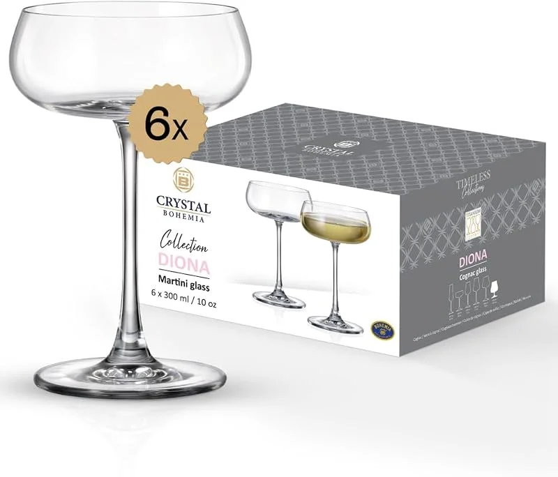 Besuche den CRYSTAL BOHEMIA-Store CRYSTAL BOHEMIA DIONA Cocktailgläser 300 ml, Kristallglas spülmaschinenfest — Wein und Festtafel
