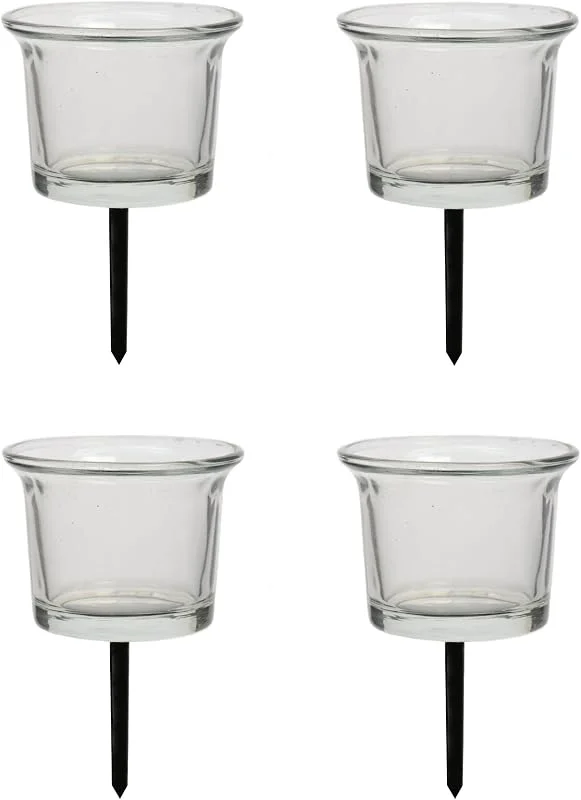 Marke: Kaemingk Teelicht Glasteelicht auf Metallstift Steckteelicht klar Ø 6 x 10 cm 4er Set — Advent und Tisch