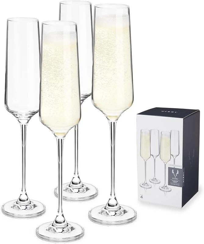 Marke: Viski Viski Champagnergläser aus Kristall, europäische Handwerkskunst, Sektgläser-Set mit 113-170 ml, Stiel, Sektgläser, für Hochzeit oder Jahrestag und besondere Anlässe, Geschenkideen — Wein und Festtafel