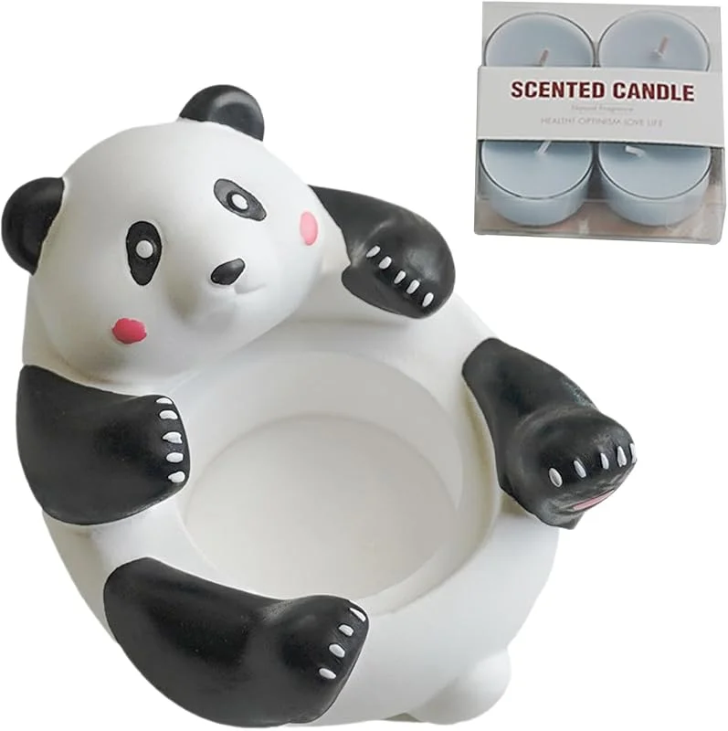Marke: Generisch Farbige Teelichtkerzen, Duftteelichtkerzen, Niedlicher Panda-Statuenhalter — Kerzenlicht Abendessen
