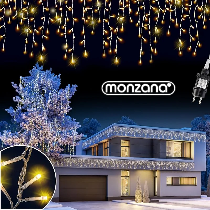 Besuche den Monzana-Store Monzana® Eisregen Lichterkette Außen 400 LED Warmweiß — Weihnachtsbeleuchtung