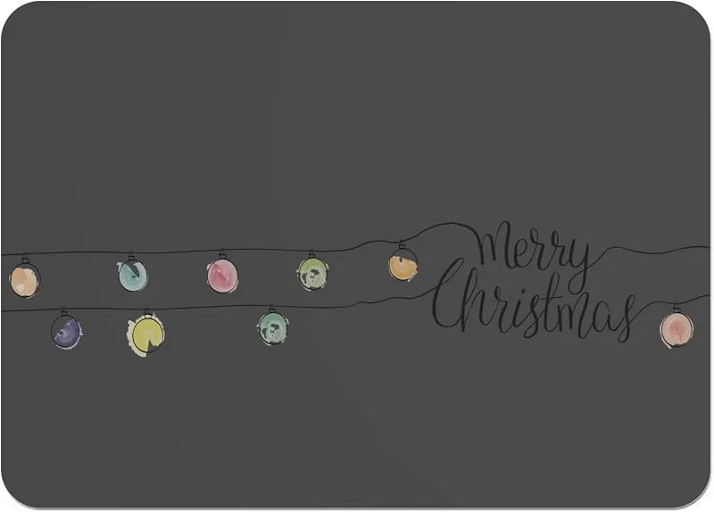 Marke: Fabulous Tischset mit Unterseite aus Kork, Schwarz – Merry Christmas Lichterkette, Weihnachtsmotiv, groß, 39, 5 x 28, 5 cm — Küche & Haushalt
