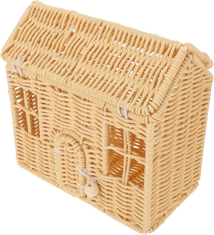 Marke: BESTOYARD Weihnachtskorb mit Henkel, Hausförmig, aus Kunst Rattan für Süßigkeiten — Advent und Tisch