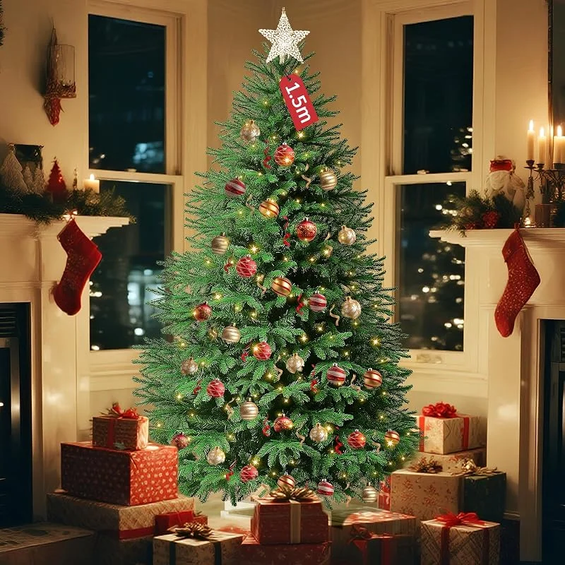 Besuche den Soontrans-Store Soontrans Künstlicher Weihnachtsbaum mit Beleuchtung Nordmanntanne (150 cm) — Wein und Festtafel