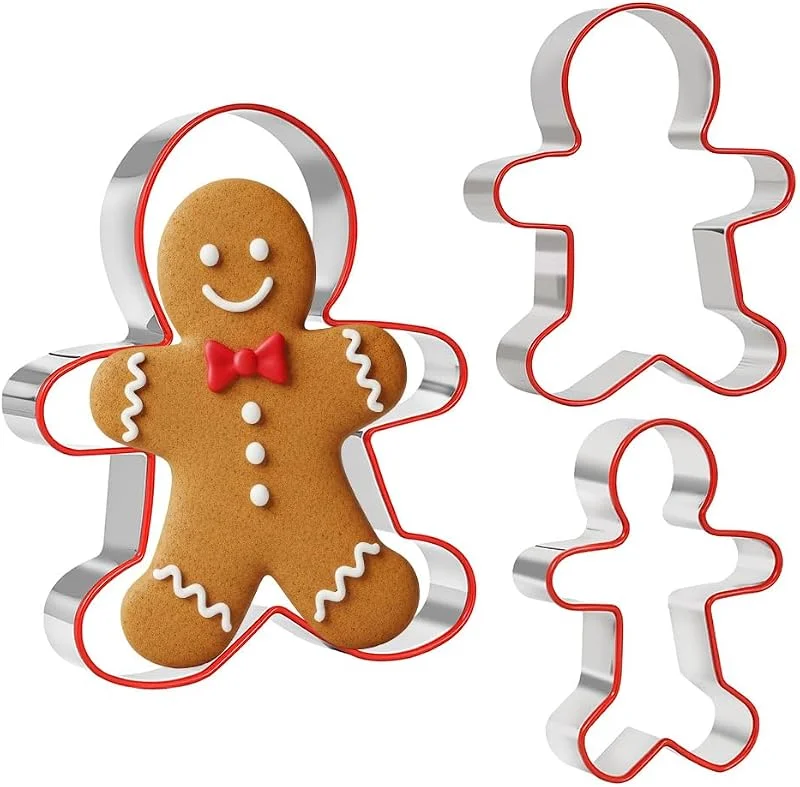 Besuche den TRIXES-Store TRIXES 3er Ausstecher-Set Lebkuchenmann mit rotem Silikonrand — Weihnachtskueche